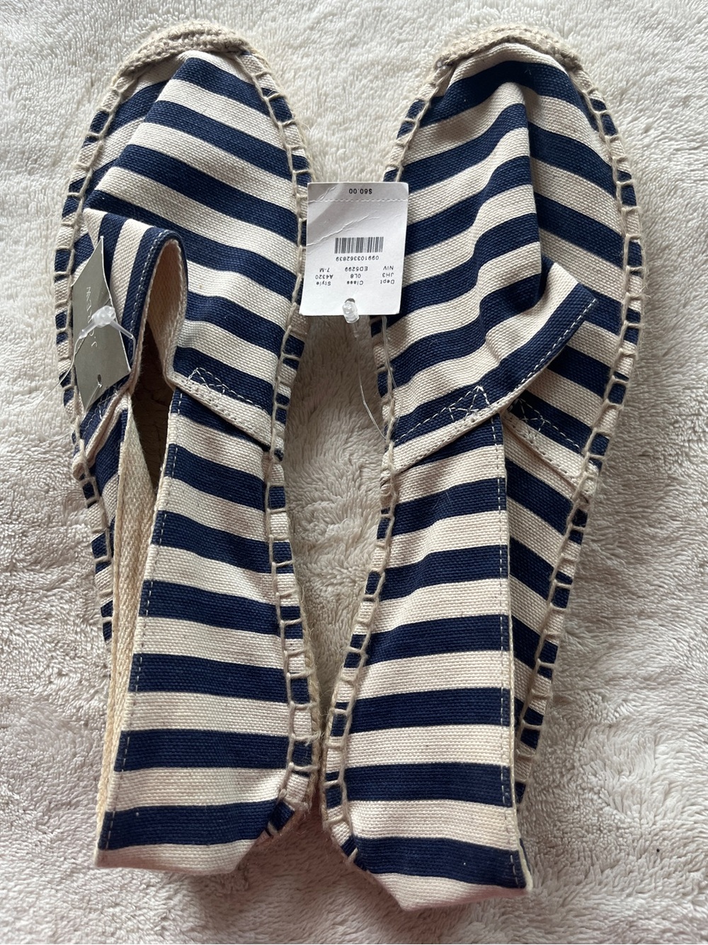 New J Crew Navy and Cream Espadrille Flats, 7